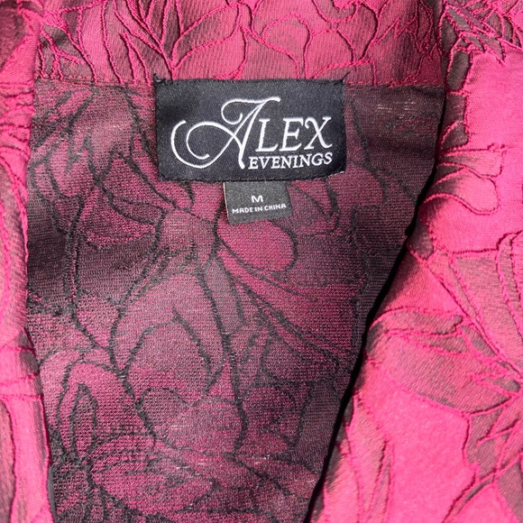 Alex Evenings Burgundy Floral Jacket Blazer - Picture 4 of 5